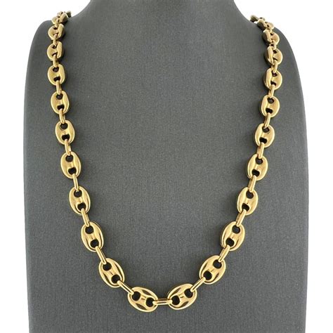 mens gold chain necklace gucci|14k gold Gucci link chain.